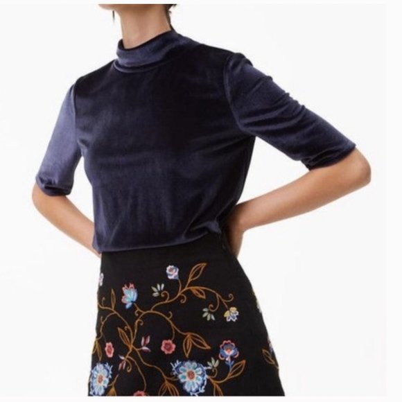 LOFT Velvet Mockneck Short Sleeve Top - Picture 5 of 6